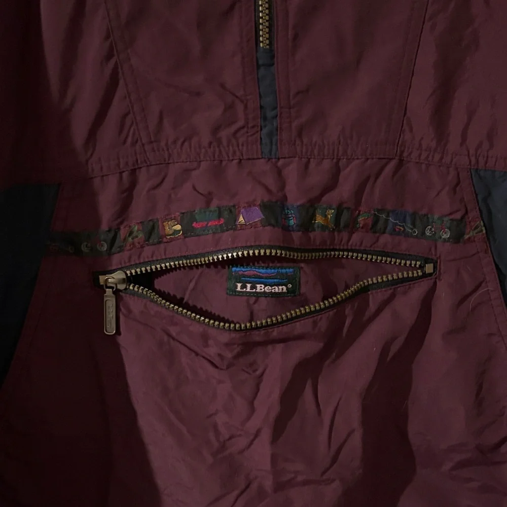 L.L. Bean Burgundy and Navy Rain Jacket size Large. Great condition! - Picture 2 of 3